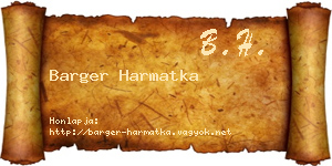 Barger Harmatka névjegykártya